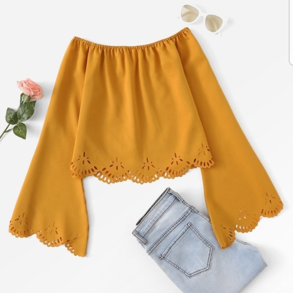 ROMWE Tops - SOLD ON FB Top Trumpet Sleeve Mustard Yellow